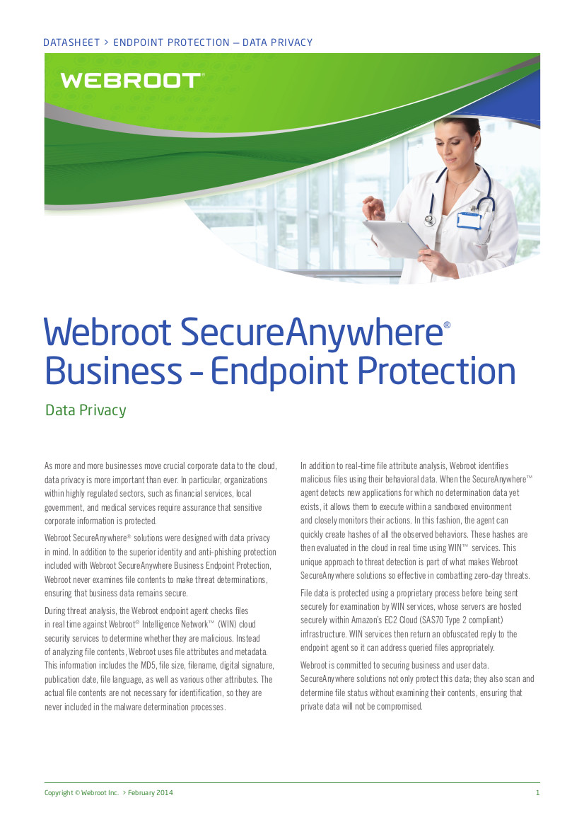 Webroot SecureAnywhere® Business – Endpoint Protection Data Privacy