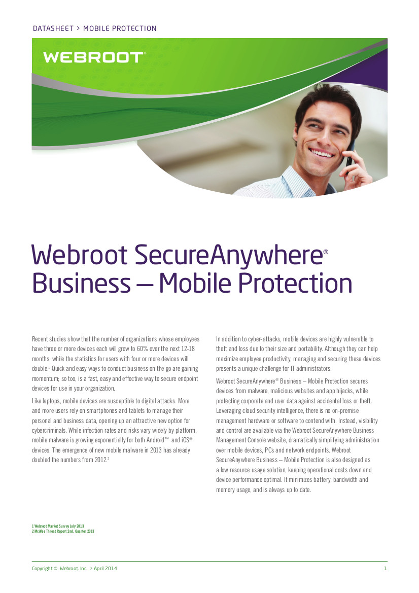 Webroot SecureAnywhere® Business — Mobile Protection